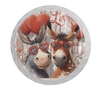 Confezione da 4 pomelli vintage a forma di asino e amore, maniglie bianche per cassetti, per cassettiera, comodino, armadio