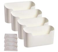 Confezione da 4 portadocumenti da parete beige, organizer adesivo per posta, documenti e piccoli oggetti, installazione senza fori, struttura in plastica robusta