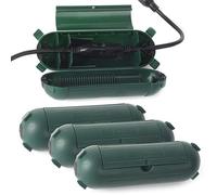 Confezione da 4 protezioni per cavi di prolunga con fermi, protezione a forma di capsula con ampio scomparto per cavi AWG12/14/16, supporto impermeabile per luci e fili (verde)