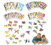 Confezione da 4 puzzle 3D per bambini - Kit creativi con carta puzzle 3D a tema animali dinosauri insetti e aeroplani .25 design unici per divertimento e apprendimento creativi