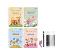 Confezione da 4 quaderni scanalati per esercitarsi con penne, quaderni riutilizzabili per bambini, libro di scrittura a mano per fare pratica ai bambini