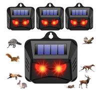 Confezione da 4 repellenti solari notturni per animali all'aperto, deterrente per coyote, puzzole, deterrente per occhi di predatori, luci per polli, cervi, volpi, puzzole, procioni, fattorie da