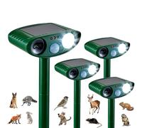 Confezione da 4 repellenti solari per animali per procioni, cervi e scoiattoli, luce stroboscopica, deterrente per esterni, per gatti, cani, procioni, conigli, puzzole, volpi e altro