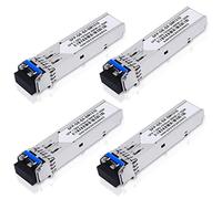 Confezione da 4 ricetrasmettitori monomodali 1.25G SFP Module 1000Base-LX (SMF, 1310nm, 20km, DDM) per Cisco GLC-LH-SMD, Ubiquiti UniFi, Meraki MA-SFP-1GB-LX10, Fortinet, Mikrotik, TP-Link, Netgear