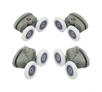 Confezione da 4 rulli doppi a farfalla per porta della doccia, uso superiore e inferiore, regolabili per un corretto allineamento con telaio o guarnizione su vetro da 4-6 mm (27 mm)