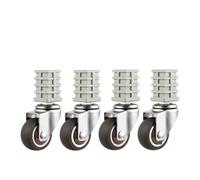 Confezione da 4 ruote for mobili a tubo quadrato da 1,5 pollici 19/22/25 ruote universali con freno silenzioso in acciaio inossidabile(25-A)