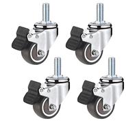 Confezione da 4 ruote piroettanti per carichi pesanti,ruote piroettanti argentate per mobili,ruote gommate mobili Ø50mm,per carrello carrello portabagagli,stelo filettato M10x25mm,capacità d
