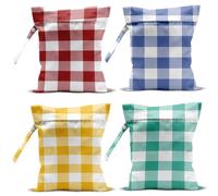 Confezione da 4 sacchetti a quadretti pastello, impermeabili, per l'estate, la spiaggia, i viaggi, i costumi da bagno, riutilizzabili, per la palestra, regali per le vacanze per gli amici
