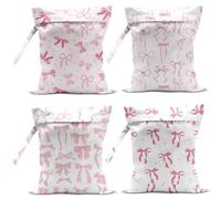 Confezione da 4 sacchetti bagnati e asciutti con stampa a fiocco rosa, impermeabili, estivi, spiaggia, viaggi, borse da bagno riutilizzabili, da palestra, regali per le vacanze per gli amici