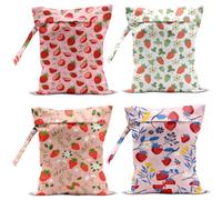 Confezione da 4 sacchetti impermeabili con stampa floreale e fragole, impermeabili, estivi, da spiaggia, viaggi, per palestra, articoli da toeletta riutilizzabili, regali per le vacanze per gli amici