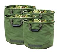 Confezione da 4 Sacco da Giardino 125L Resistenti con Manici, Sacchetto Foglie Verdi con Tessuto Militare Canvas (H45.7 cm, D55.8 cm)