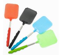 Confezione da 4 scacciamosche estensibili, per mosche, squatter, leggero, manuale, controllo dei parassiti, con manico telescopico regolabile in acciaio inox