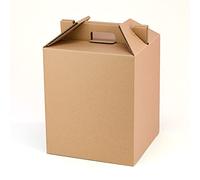 Confezione da 4 scatole con manici per bottiglie e lotti di Natale, colore marrone, per 9 bottiglie o regali, molto resistenti agli urti, in cartone riciclato 100% ecologico