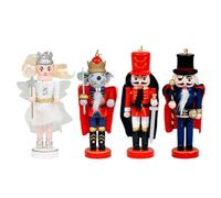 Confezione da 4 schiaccianoci classici in legno ornamentali da 13 cm, soldati di guardia per albero di Natale, casa, ufficio, vacanze, decorazioni in legno per feste di Natale