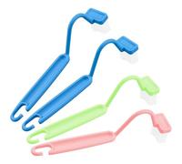 Confezione da 4 scopini per WC in plastica, con detergente per bordi, manico lungo con forte spazzola per WC curva, spazzola per WC di aggiornamento, per pulizia profonda