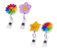 Confezione da 4 simpatiche clip retrattili per badge identificativi, badge, chiavi, badge, infermieri, scuola, impiegati aziendali