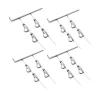 Confezione da 4 sistemi per appendere quadri, binari in alluminio da 1 m e kit di fili invisibili, per specchi rotondi, tele e foto, facile da installare (cavo bianco da 2 m, 1 gancio)