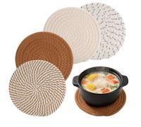 Confezione da 4 sottopentola per piatti caldi, presine in tessuto da 17,8 cm, per cucina, resistenti al calore, per piano di lavoro e tavolo, sottobicchieri in cotone assorbente, elementi essenziali