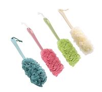Confezione da 4 spazzole multiple for il corpo da bagno, morbido detergente for la schiena in rete di nylon con spazzola da doccia a manico lungo for spugna da bagno Luffa bagnata ed esfoliante for il