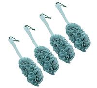 Confezione da 4 spazzole multiple per il corpo del bagno, in morbido nylon a rete con manico lungo per doccia bagnato, esfoliante Luffa spugna da bagno per donne e uomini (4 pezzi)