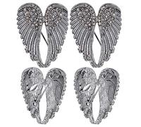 Confezione da 4 Spille con Ali D'angelo, Eleganti Spille da Bavero con Piume di Cristall, Distintivi per Spille Alla Moda per Donne e Uomini, Gioielli da Indossare Ogni Giorno (Nero)