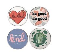 Confezione da 4 spille in lega a forma di cuore con scritta "Be Good, Do Good - Be Kind"