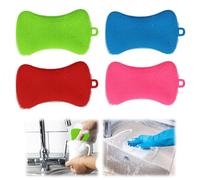 Confezione da 4 spugne in silicone per piatti, spugna da cucina per pulire i piatti, colorata (colore E)