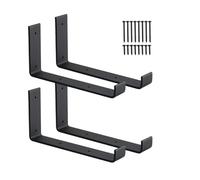 Confezione da 4 staffe a gancio per mensole, resistenti staffe per mensole a J da 22,9 cm con labbro, montaggio a parete in ferro a forma di L, colore: nero opaco HOME MASTER HARDWARE
