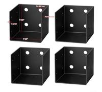 Confezione da 4 staffe da parete per pergola, resistenti, in acciaio calibro 11, per travi da 4 x 4 e 4 x 6, connettore nero per travi esterne con fori preforati per fissaggio struttura da giardino e