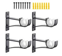 Confezione da 4 staffe per aste per tende singole resistenti, per aste da 2,3 a 2,5 cm, ganci robusti per asta per tende, per soggiorno, camera da letto, bagno, nero