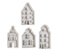 Confezione da 4 stampi in silicone a forma di casa per artigianato, ornamenti e texture facili da pulire per decorare la casa ornamenti stampo