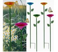 Confezione da 4 stazioni di irrigazione per api, bicchieri per giardino, mangiatoie colorate a forma di fiore per annaffiare uccelli, decorazione per prato, patio, cortile, giardino