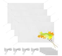 Confezione da 4 striscioni personalizzabili in bianco da 0,9 x 1,8 m, in tessuto bianco con corde e adesivi, striscioni in poliestere per sublimazione per uso interno ed esterno
