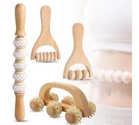 Confezione da 4 strumenti per massaggi per terapia del legno, portatile, in legno, massaggiatore per il corpo e la schiena, strumento a rullo per collo, spalle, braccia, gambe, per alleviare lo stress