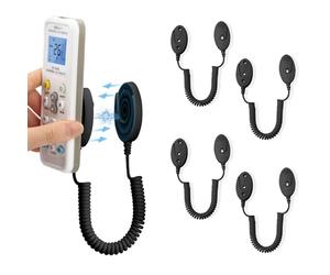 Confezione da 4 supporti magnetici per telecomando con corde a molla, presa sicura per telecomandi e piccoli oggetti, montaggio a parete con colla, anti-perdita (nero 43 pollici, confezione da 4)