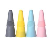 Confezione da 4 tappi per vino in silicone multicolore con parte superiore in metallo, multiuso, per bottiglie di bevande, tappi per vino in silicone