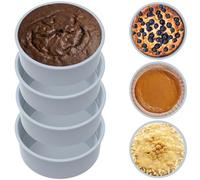 Confezione da 4 teglie rotonde per cheesecake da 15,2 cm, in silicone antiaderente, per friggitrice ad aria, resistenti al calore, stampi per torte di grado alimentare, piccole teglie per torte a