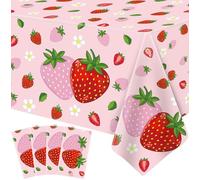 Confezione da 4 tovaglie con fragole rosa fragole decorazioni per feste di compleanno Berry Sweet One tovaglia usa e getta a tema frutta per feste per ragazze fragole feste baby shower forniture 130 x