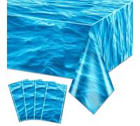 Confezione da 4 tovaglie con onde oceaniche, copertura per tavolo da mare sotto il mare, spiaggia, piscina, sirena, squalo, decorazione per feste di compleanno, 129,5 x 218,4 cm
