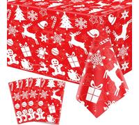 Confezione da 4 Tovaglie per Feste di Natale, Usa e Getta, 137,2 x 218,4 cm, Rosso, Decorazioni Invernali