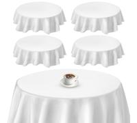 Confezione da 4 tovaglie rotonde, 213 cm, in poliestere bianco, biancheria da tavola moderna, in tessuto lavabile, senza pieghe, per sala da pranzo, giardino, matrimoni, attività all'aperto