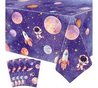 Confezione da 4 tovaglie spaziali con galassia, razzo, astronauta, tovaglia spaziale, pianeta, primo viaggio intorno al sole, decorazioni per feste a tema spaziale, decorazione per feste, 218 x 130 cm