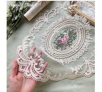 Confezione da 4 tovagliette retrò in pizzo, centrini all'uncinetto francesi, tovagliette ricamate a mano, 30,5 x 40,6 cm, colore: beige