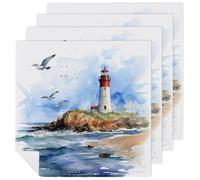 Confezione da 4 tovaglioli di stoffa riutilizzabili a forma di faro oceano, per casa, hotel, ristorante, feste di nozze