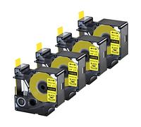 Confezione da 4 tubi termorestringenti industriali per DYMO 18058 etichette per cavi cavi 3/4''x 1,5 m, 19 mm x 1,5 m, con DYMO Rhino Pro 4200 5200 5000 6000 industriali RhinoPro, nero su giallo
