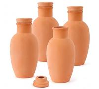 Confezione da 4 vasi per irrigazione in terracotta, sfere autoirriganti per piante - Sistema automatico di irrigazione per piante con punte di in argilla per vaso da interni e