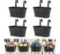 Confezione da 4 vasi sospesi in metallo, 27,5 cm, con ganci rimovibili, ideali per balcone, giardino e arredamento domestico.