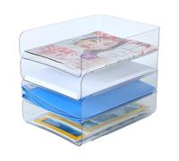 Confezione da 4 vassoi di carta impilabili, organizer per vassoi per lettere, organizer da ufficio, porta carta A4, riviste, documenti di archivio, ricevute (trasparente)