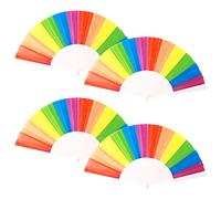 Confezione da 4 ventagli pieghevoli arcobaleno, con 4 sacchetti per ventagli bianchi, che tengono i fan arcobaleno per eventi di orgoglio LGBT Stage Performance Party Festival Attività.