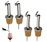 Confezione da 4 versatori e versatore per olio d'oliva in acciaio inox e sughero, con tappo ribaltabile a cerniera, ideale per vino, olio d'oliva, tappo in acciaio inox, per vino, liquori, caffè